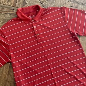 Nike Golf Mens Maroon White Striped Golf Shirt.  Size M